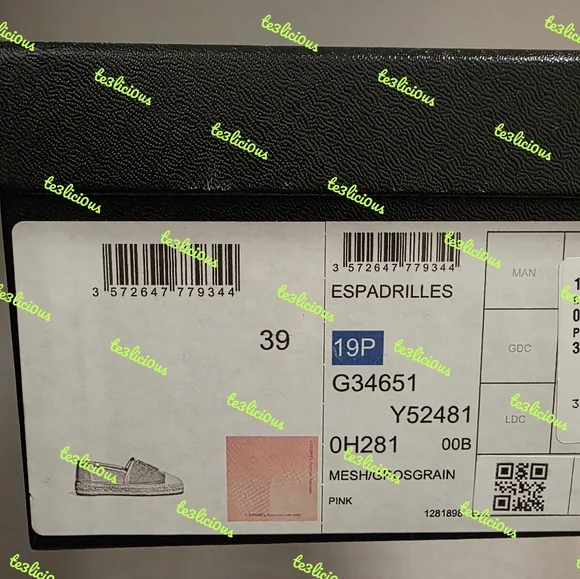 CHANEL 19P PINK MESH GROSSGRAIN ESPADRILLES - Picture 11 of 12